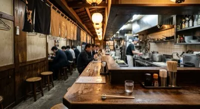 A ramen counter in Japan